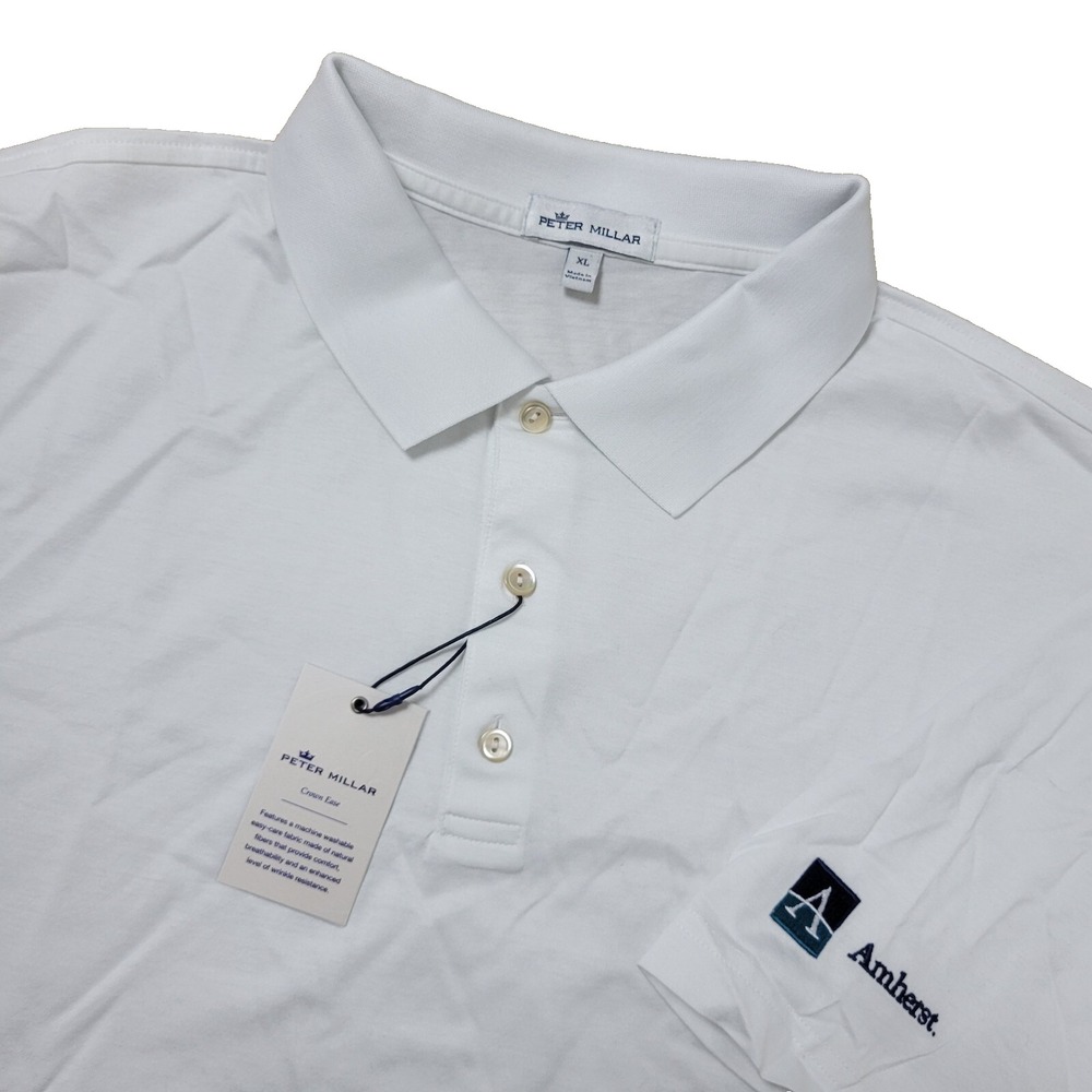 NWT Peter Millar Crown Ease Mens XL Solid White‎ Stretch Knit Polo Short Sleeve